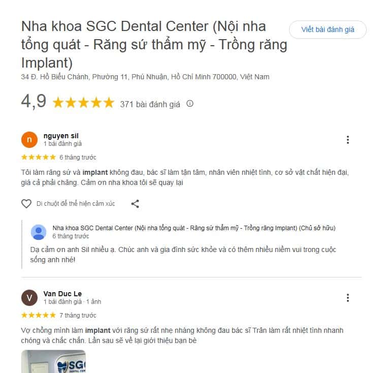 Hình: review trồng răng implant SGC Dental